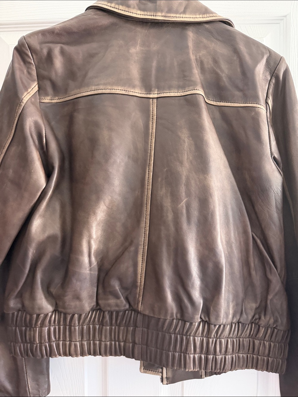 Bernardo Aviator Classic Brown Taupe Leather Zip-Front Jacket - Picture 6 of 10